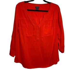 TORRID Bright red button down v neck blouse top